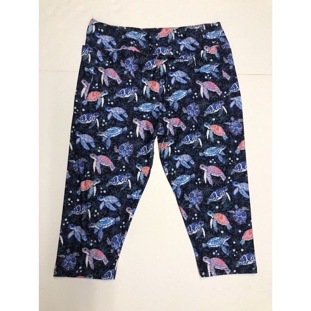 Amelia Rose Turtle Capri Leggings With High Pockets Size TC2C
